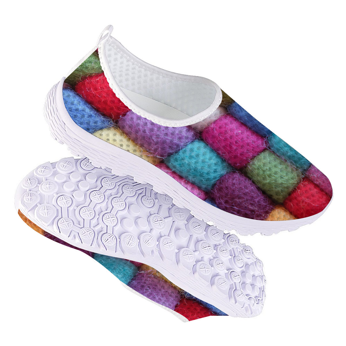Wool Yarns Colorful Print Nurse Shoes-grizzshop