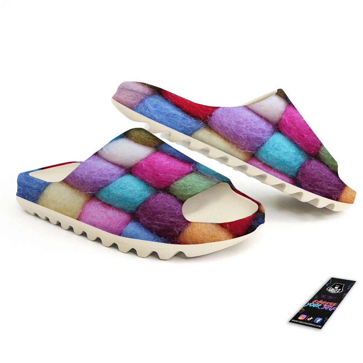 Wool Yarns Colorful Print Sandals-grizzshop