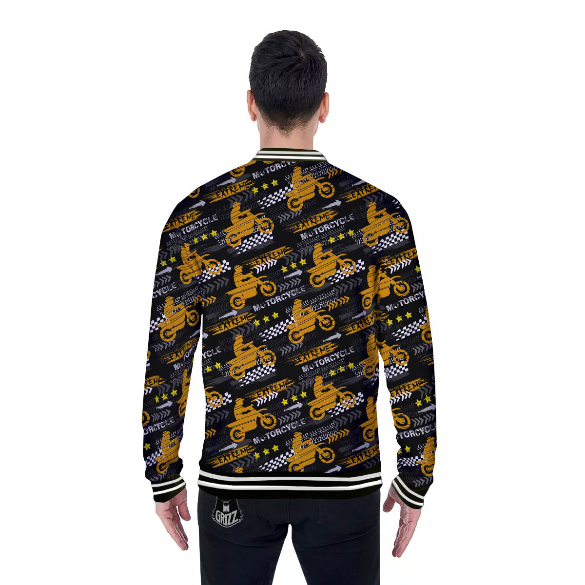 Words Motorcycle Print Pattern Baseball Jacket-grizzshop