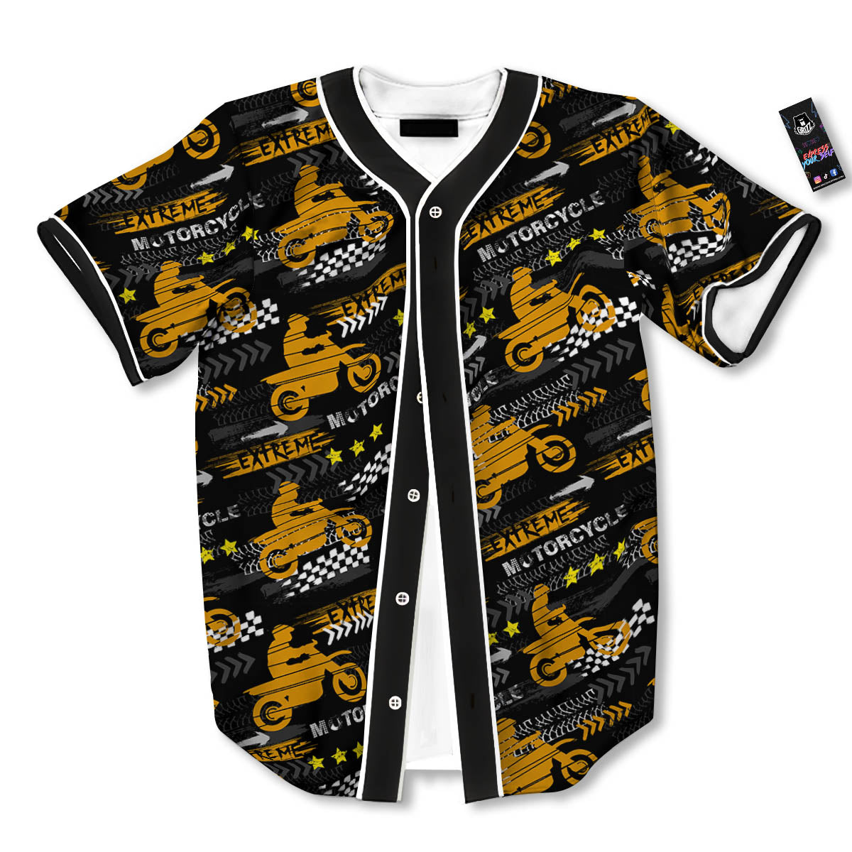 Words Motorcycle Print Pattern Baseball Jersey-grizzshop