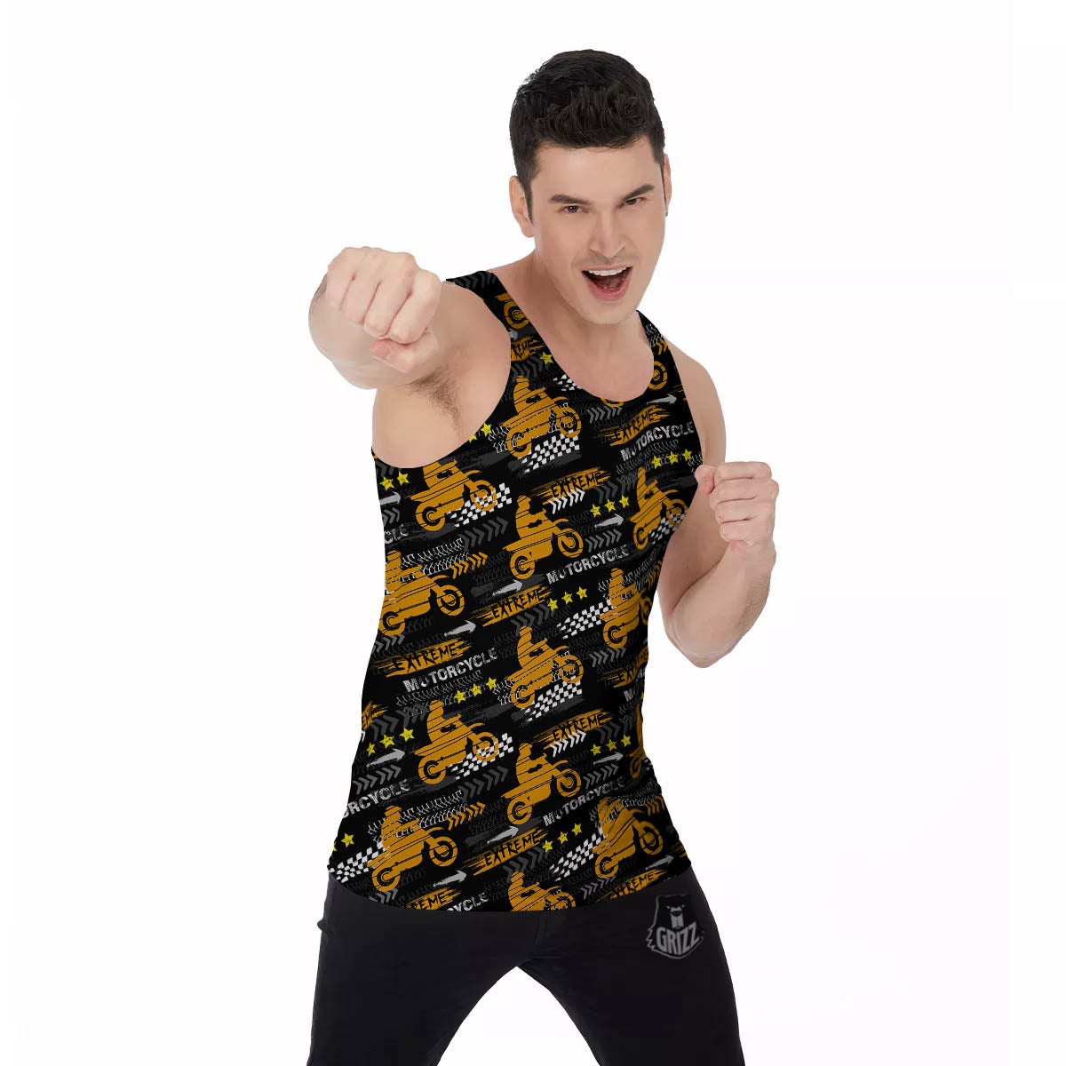 Words Motorcycle Print Pattern Men's Tank Top-grizzshop