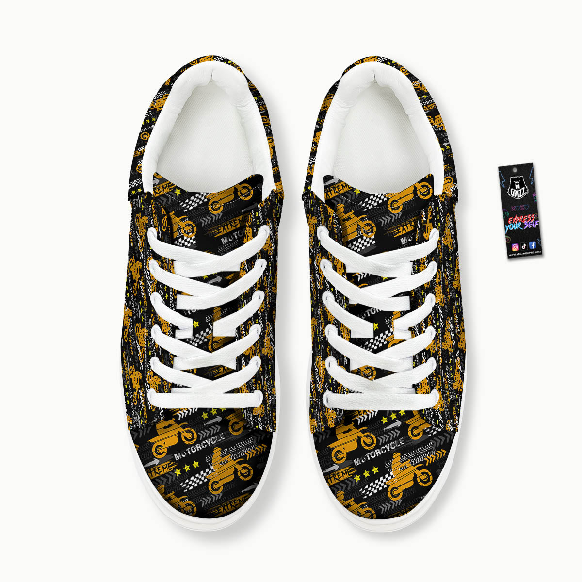 Words Motorcycle Print Pattern Platform Shoes-grizzshop