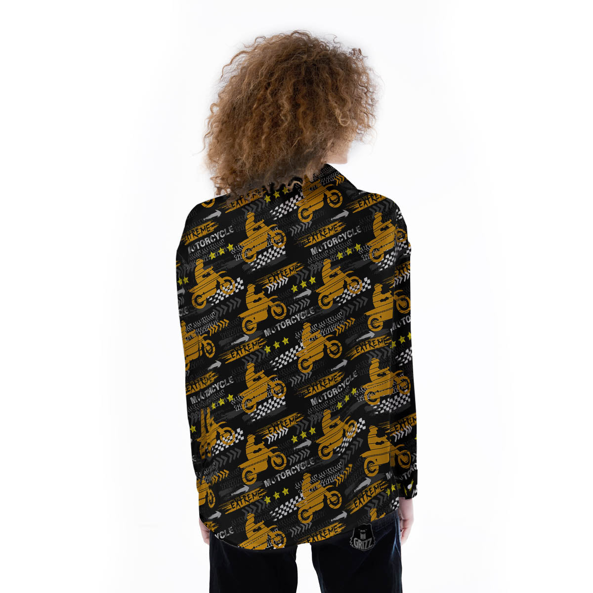 Words Motorcycle Print Pattern Women's Long Sleeve Shirts-grizzshop