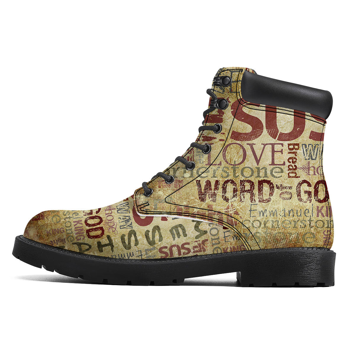 Words Old Religious Print Boots-grizzshop