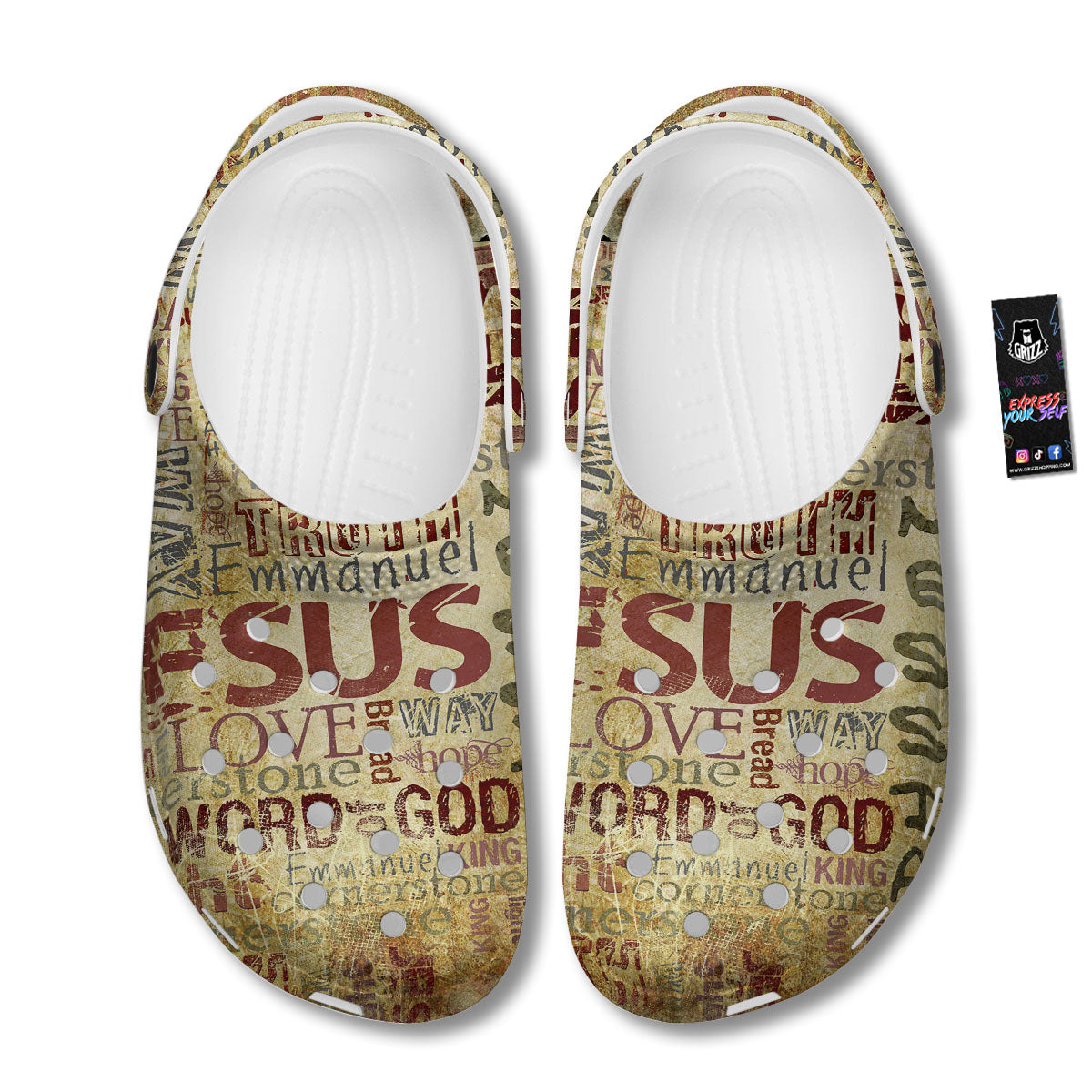 Words Old Religious Print Clog-grizzshop