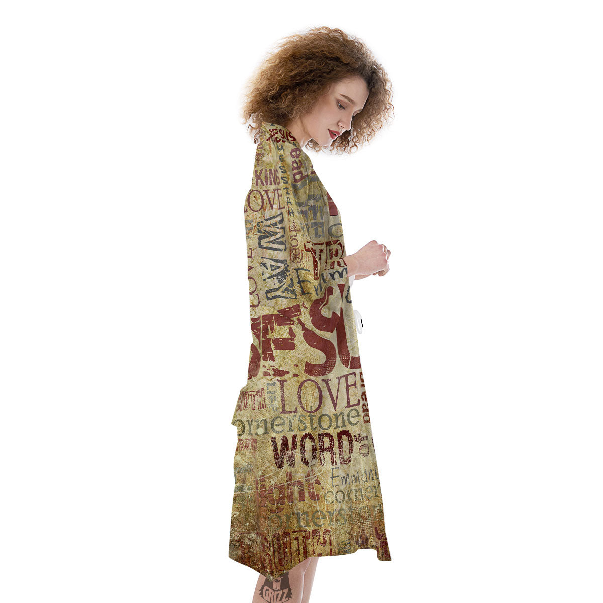 Words Old Religious Print Kimono-grizzshop