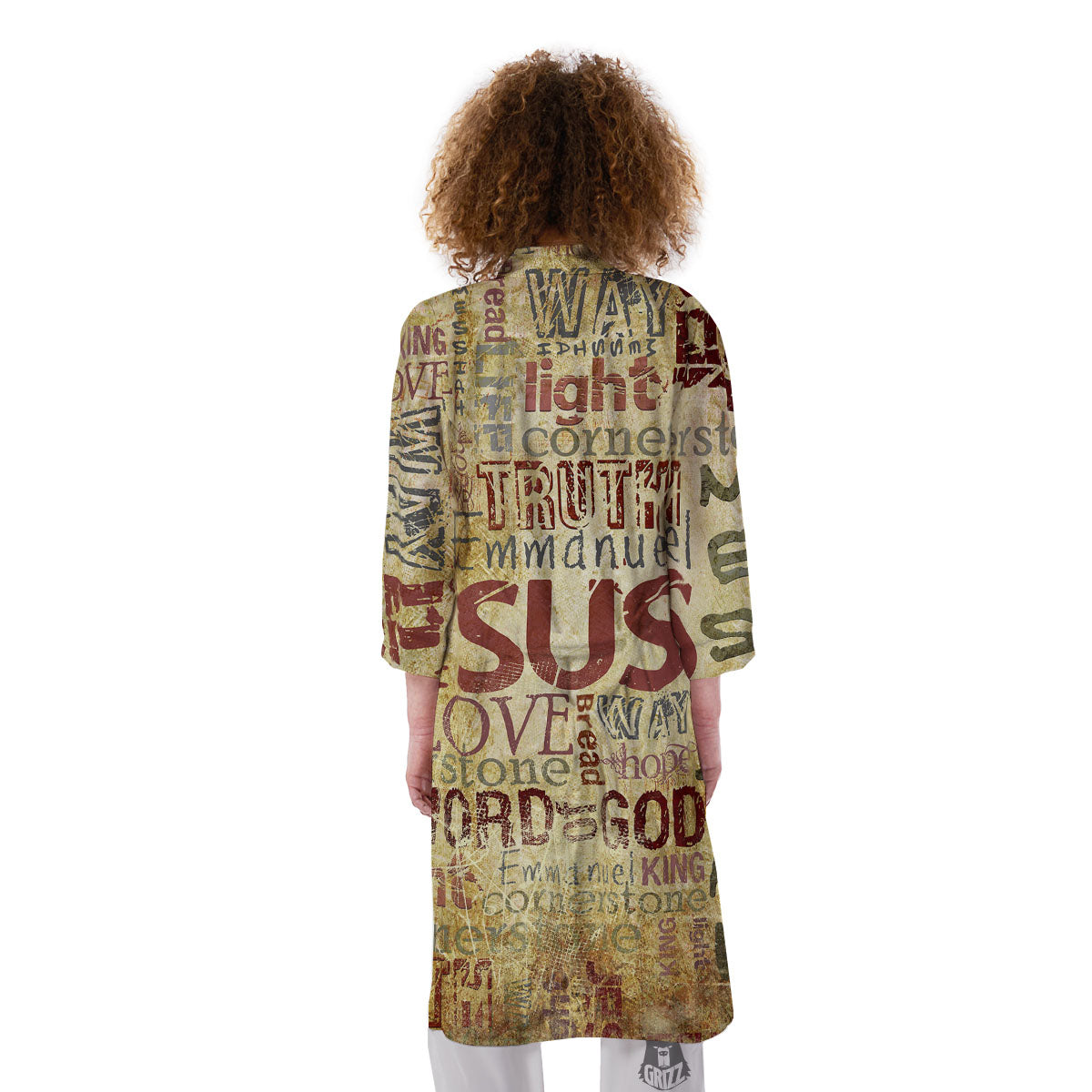 Words Old Religious Print Kimono-grizzshop