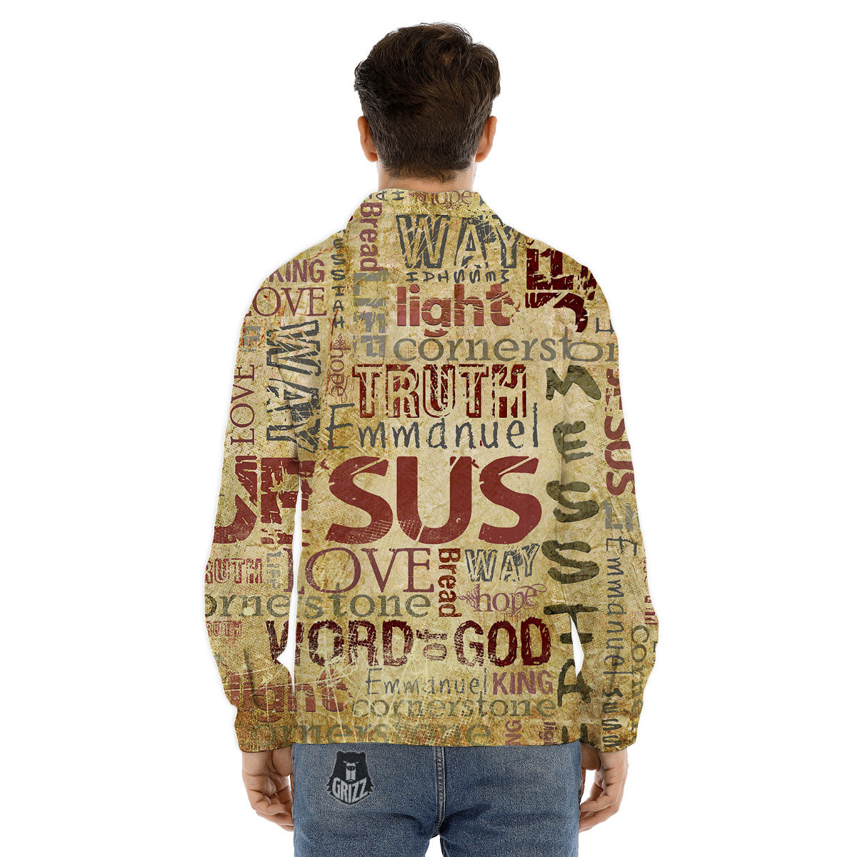 Words Old Religious Print Men's Dress Shirts-grizzshop