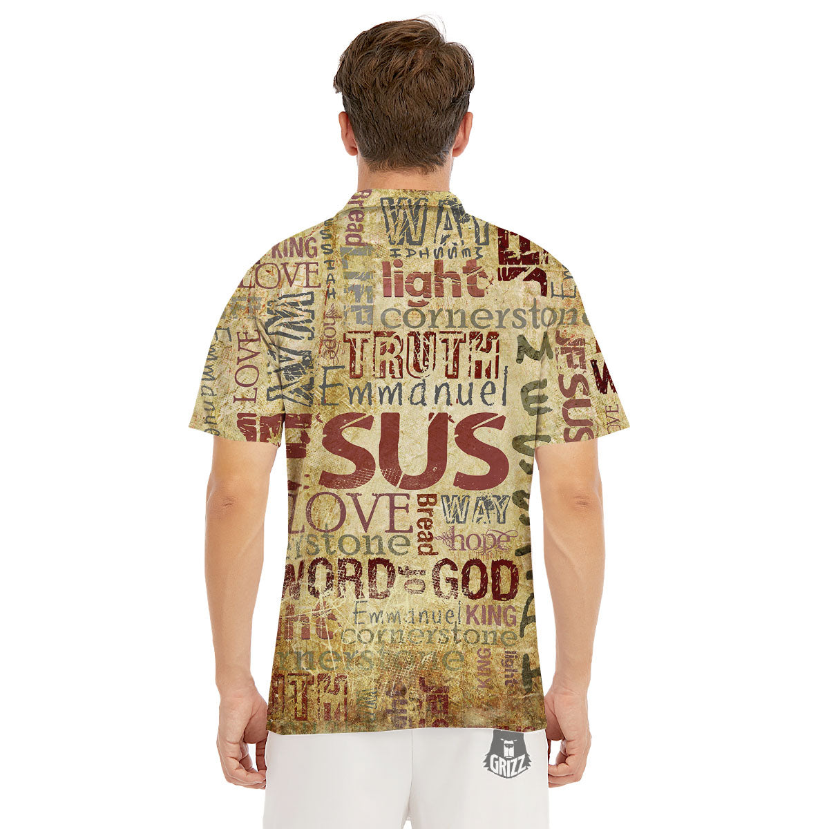 Words Old Religious Print Men's Golf Shirts-grizzshop