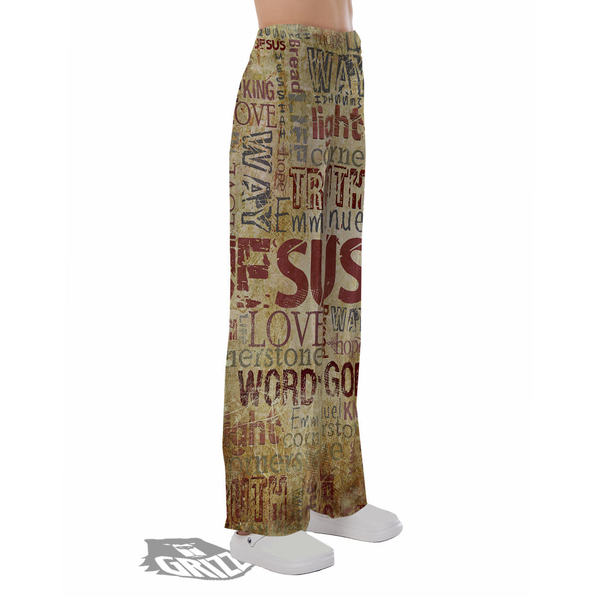 Words Old Religious Print Pajama Pants-grizzshop