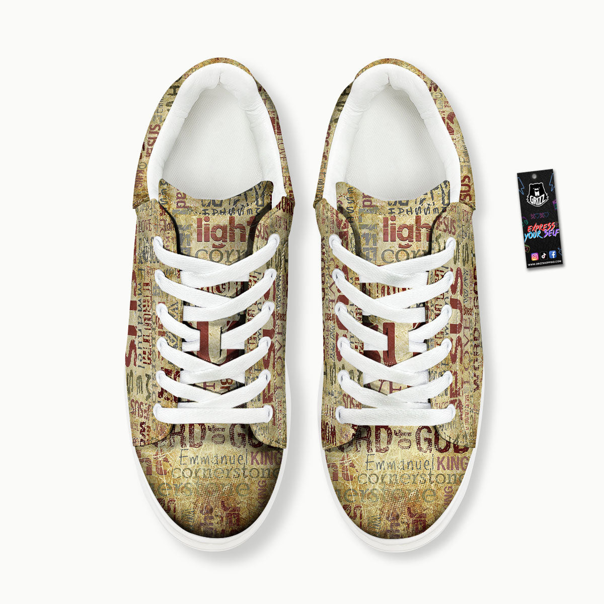 Words Old Religious Print Platform Shoes-grizzshop