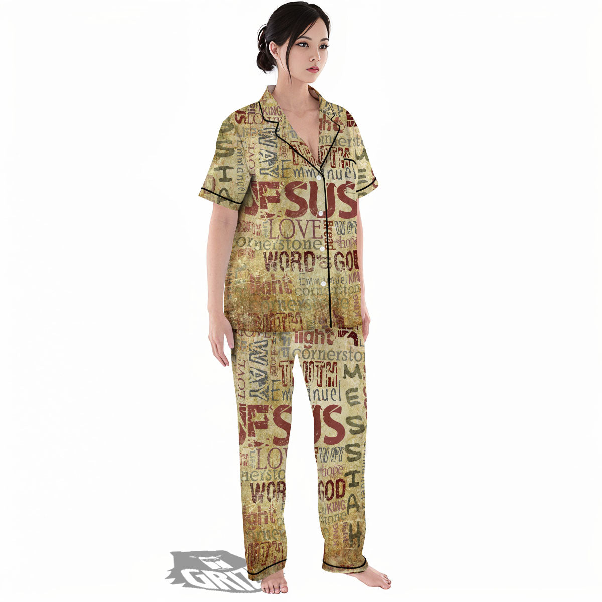 Words Old Religious Print Women's Pajamas Set-grizzshop