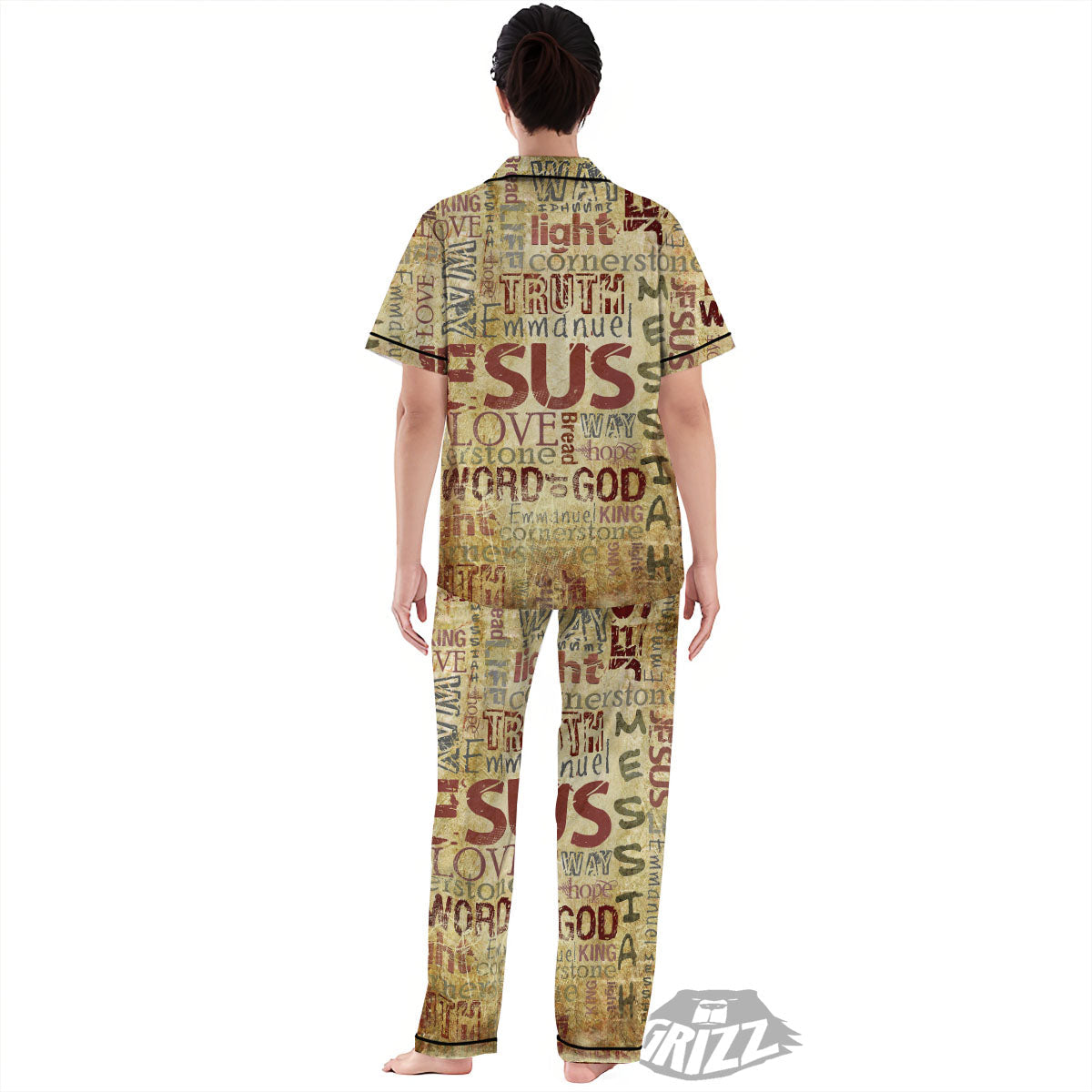 Words Old Religious Print Women's Pajamas Set-grizzshop