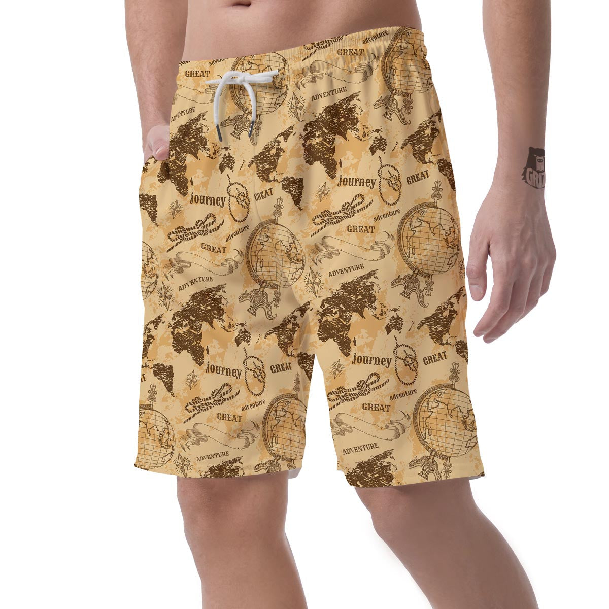 World Map Pattern Print Men's Shorts-grizzshop