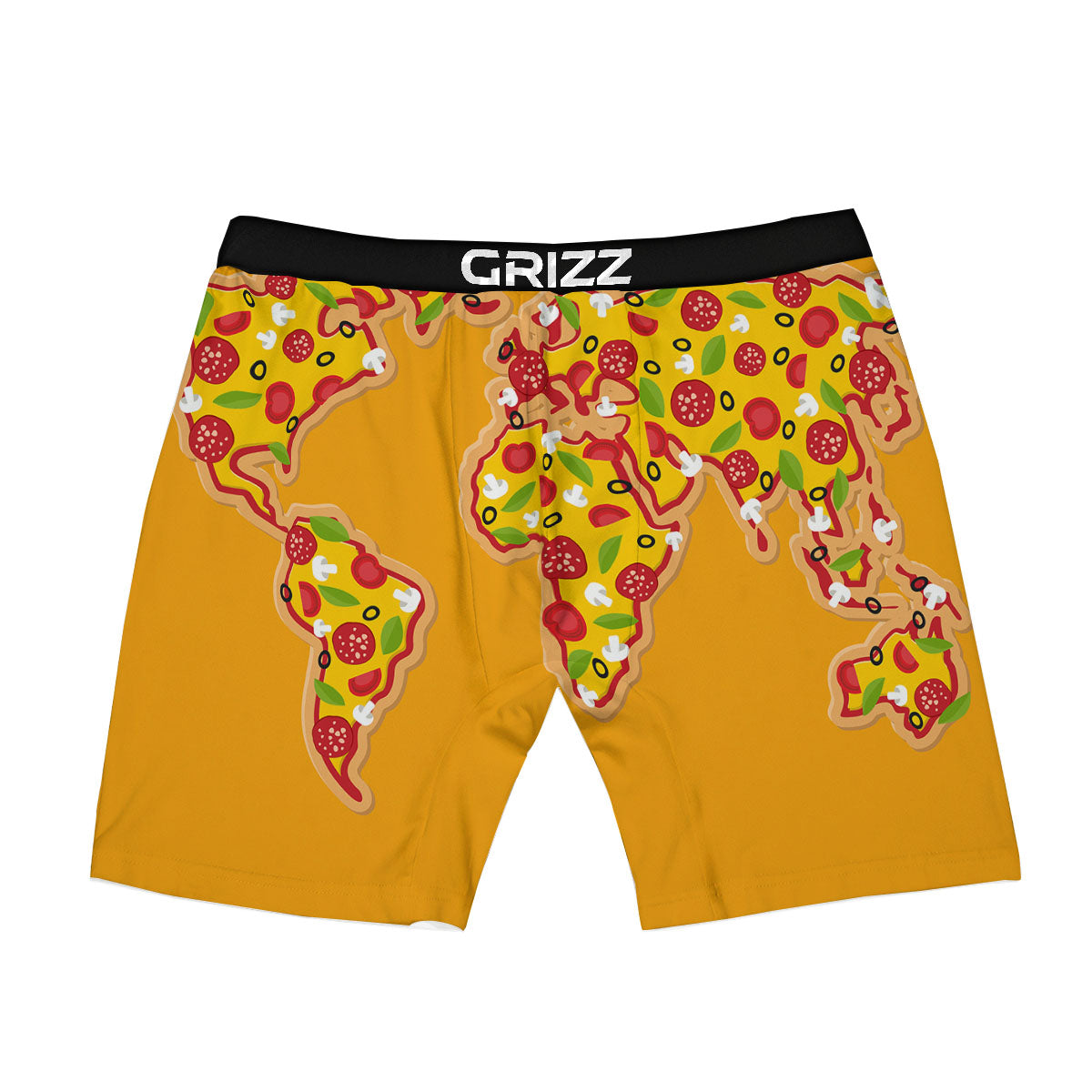 World Map Pizza Print Boxer Briefs-grizzshop