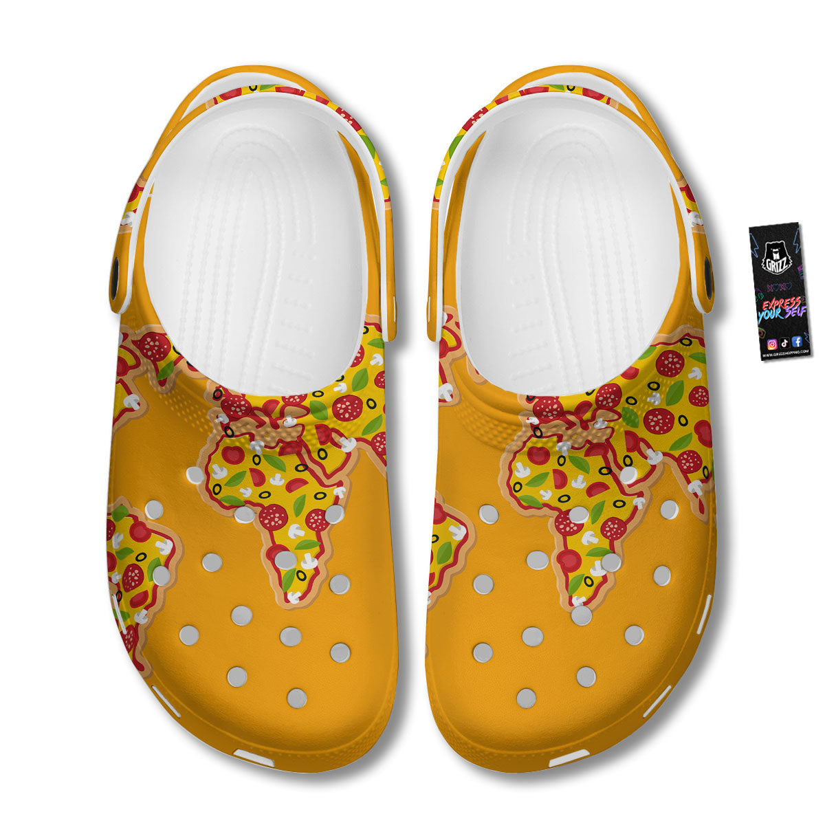 World Map Pizza Print Clog-grizzshop