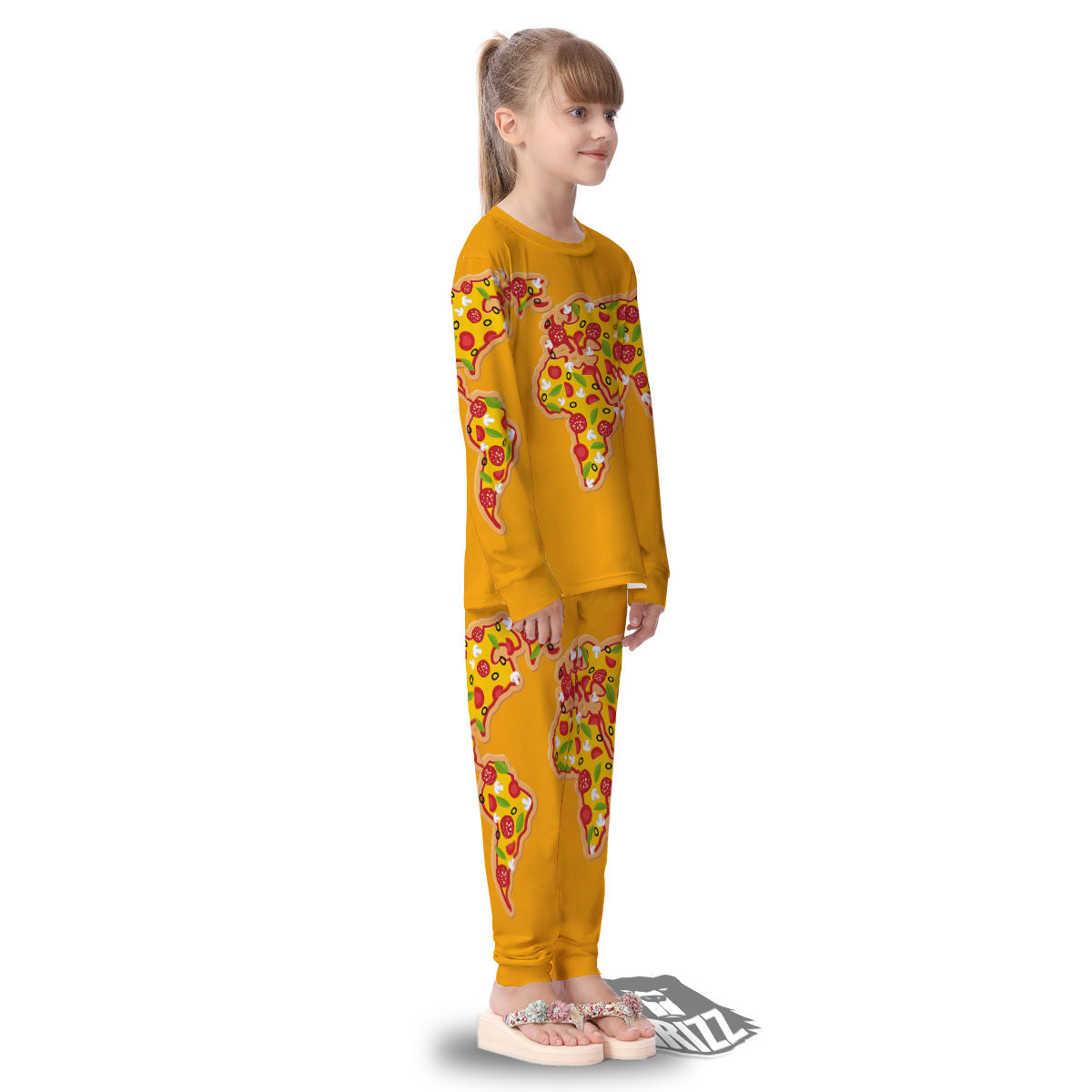 World Map Pizza Print Kid's Pajamas-grizzshop