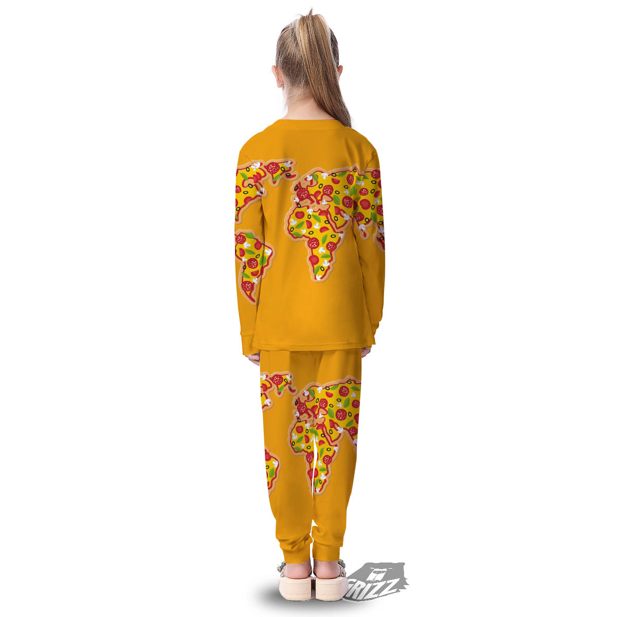 World Map Pizza Print Kid's Pajamas-grizzshop