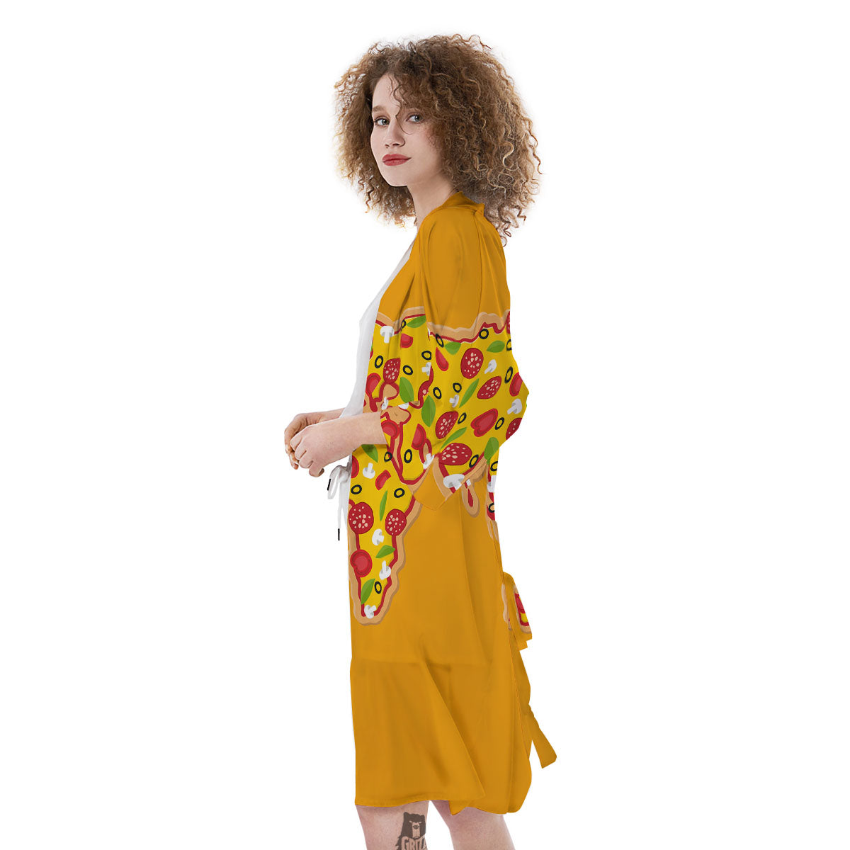 World Map Pizza Print Kimono-grizzshop