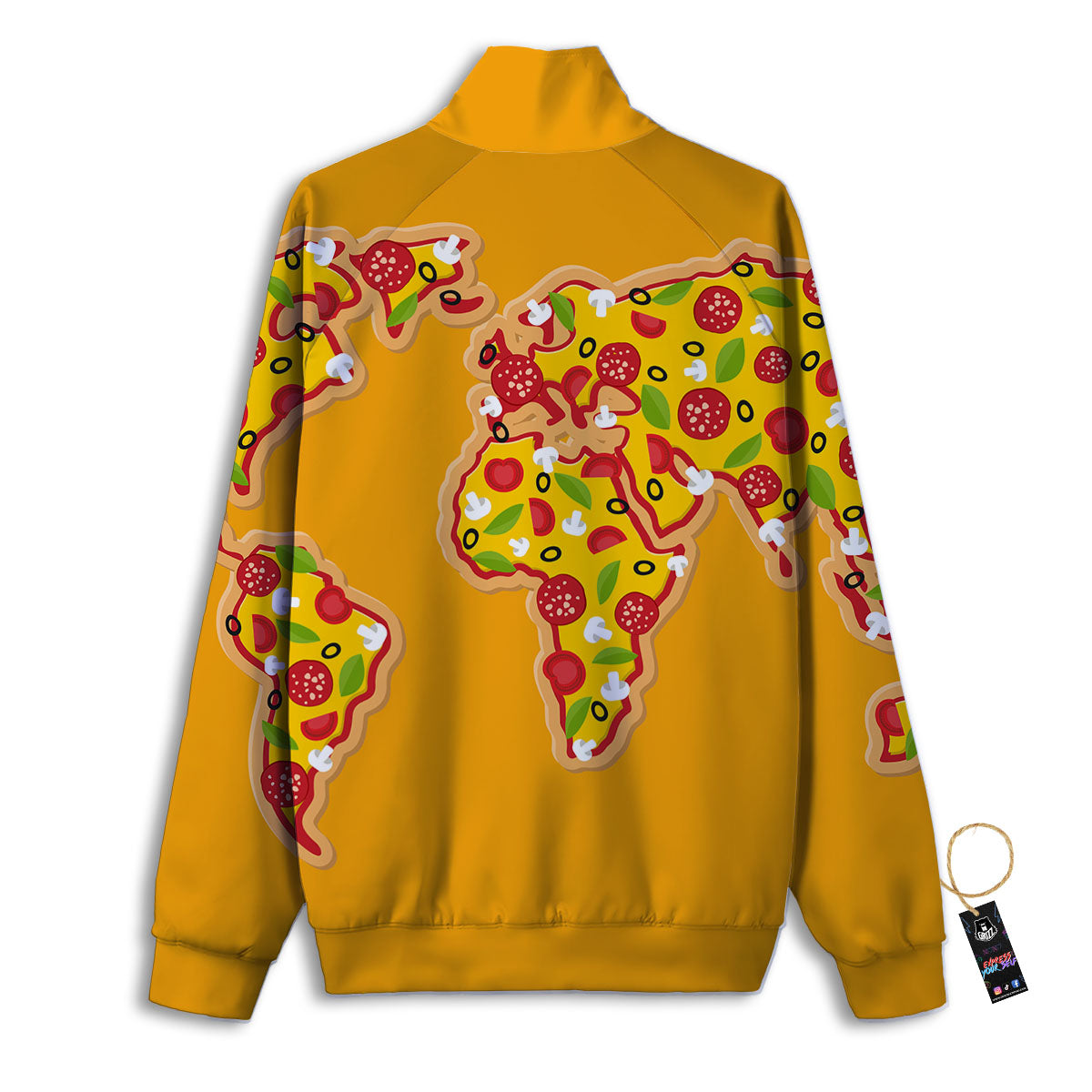 World Map Pizza Print Track Jacket-grizzshop