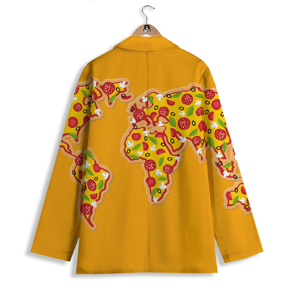 World Map Pizza Print Women's Blazer-grizzshop