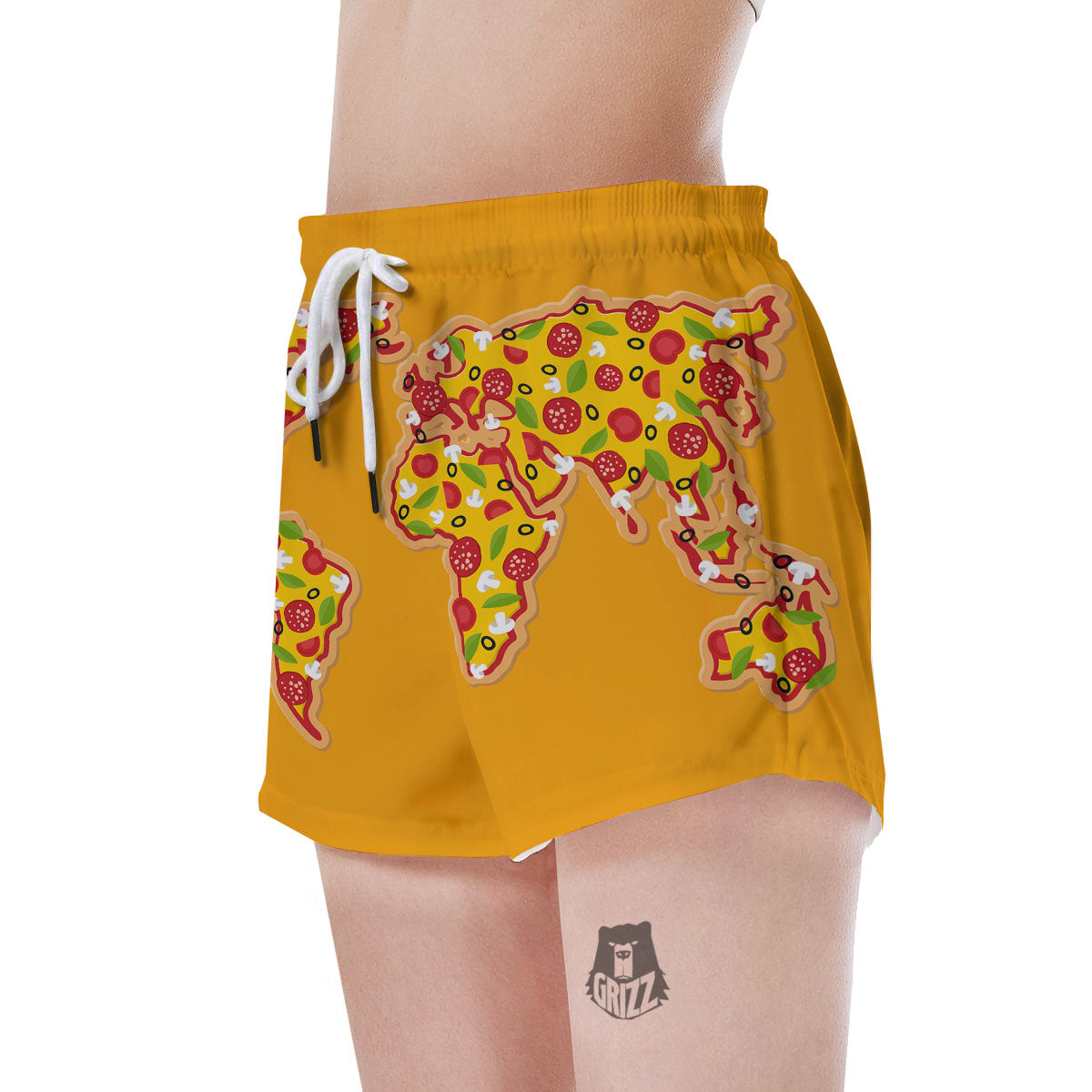 World Map Pizza Print Women's Shorts-grizzshop
