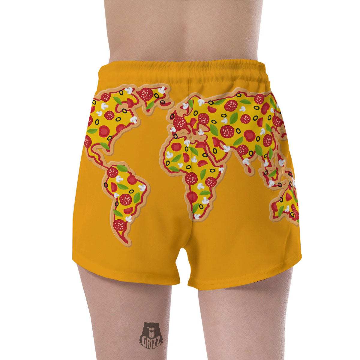 World Map Pizza Print Women's Shorts-grizzshop