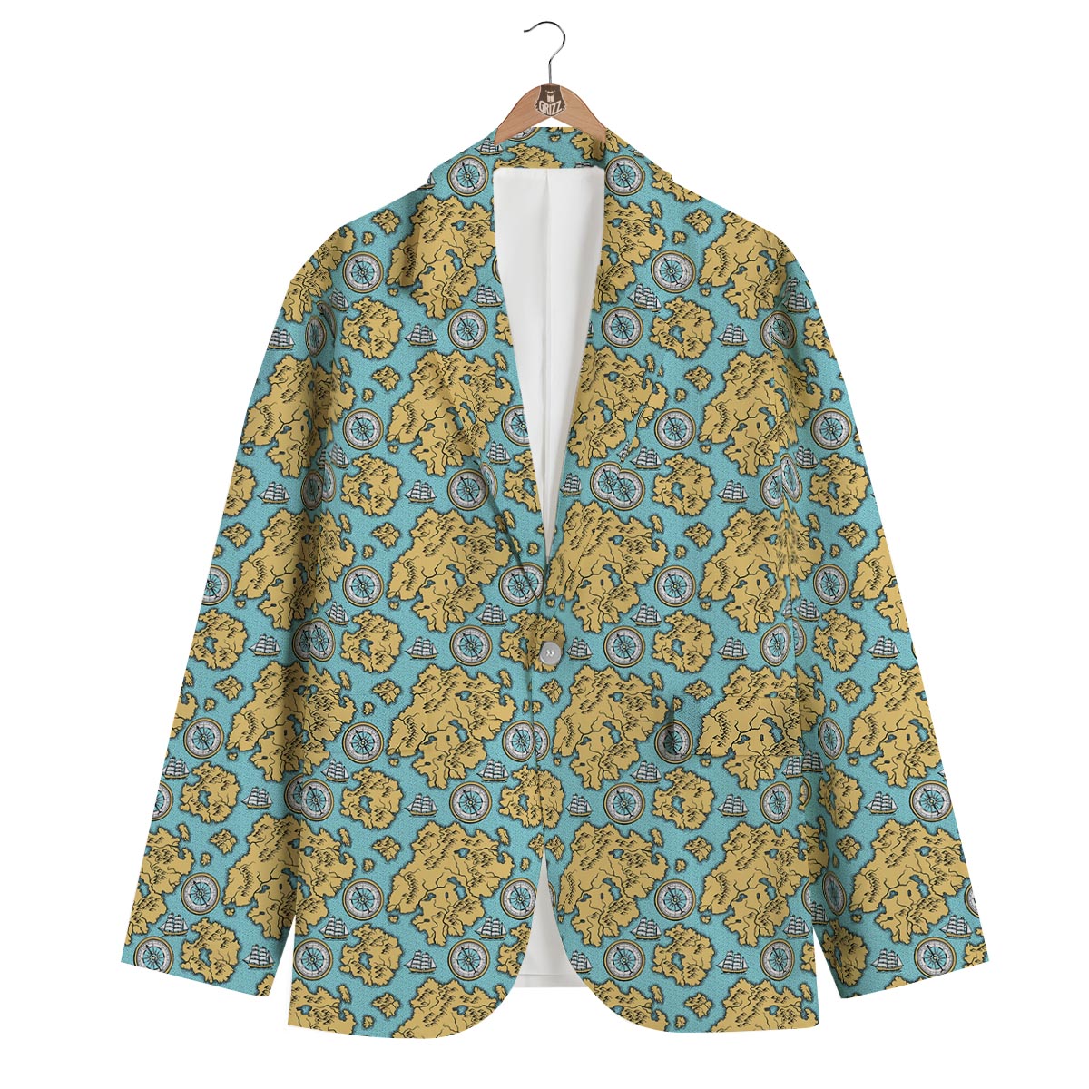 World Map Print Pattern Men's Blazer-grizzshop
