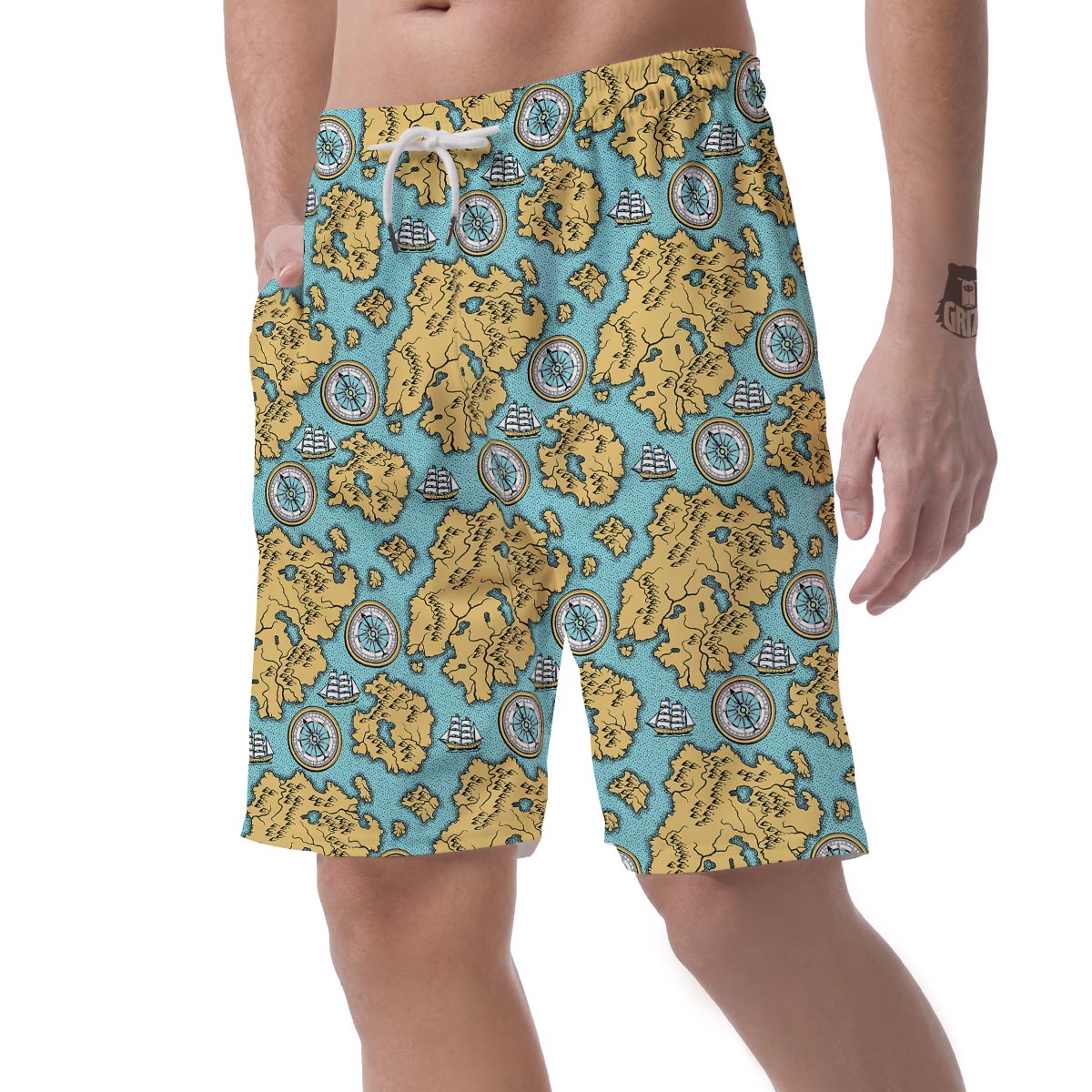 World Map Print Pattern Men's Shorts-grizzshop