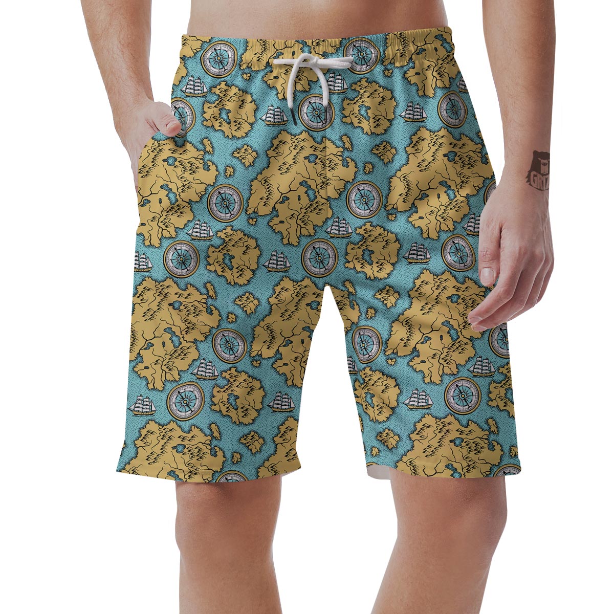 World Map Print Pattern Men's Shorts-grizzshop