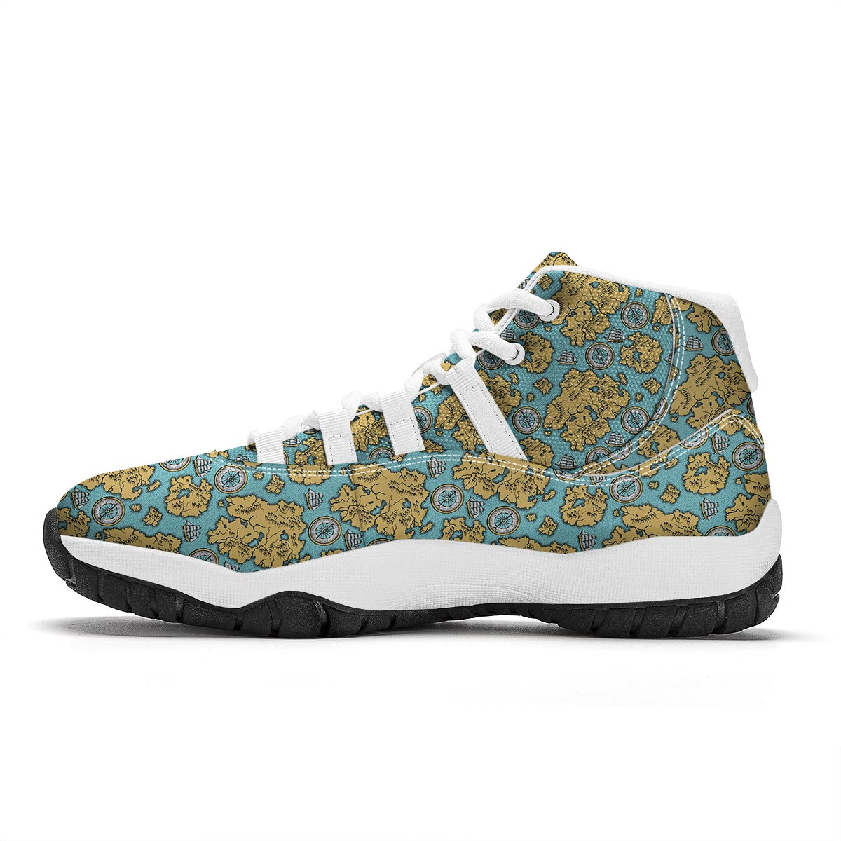 World Map Print Pattern White Bball Shoes-grizzshop