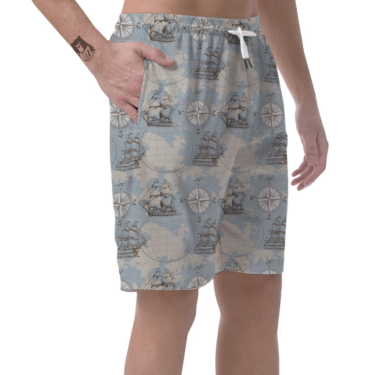 World Print Map Pattern Men's Shorts-grizzshop
