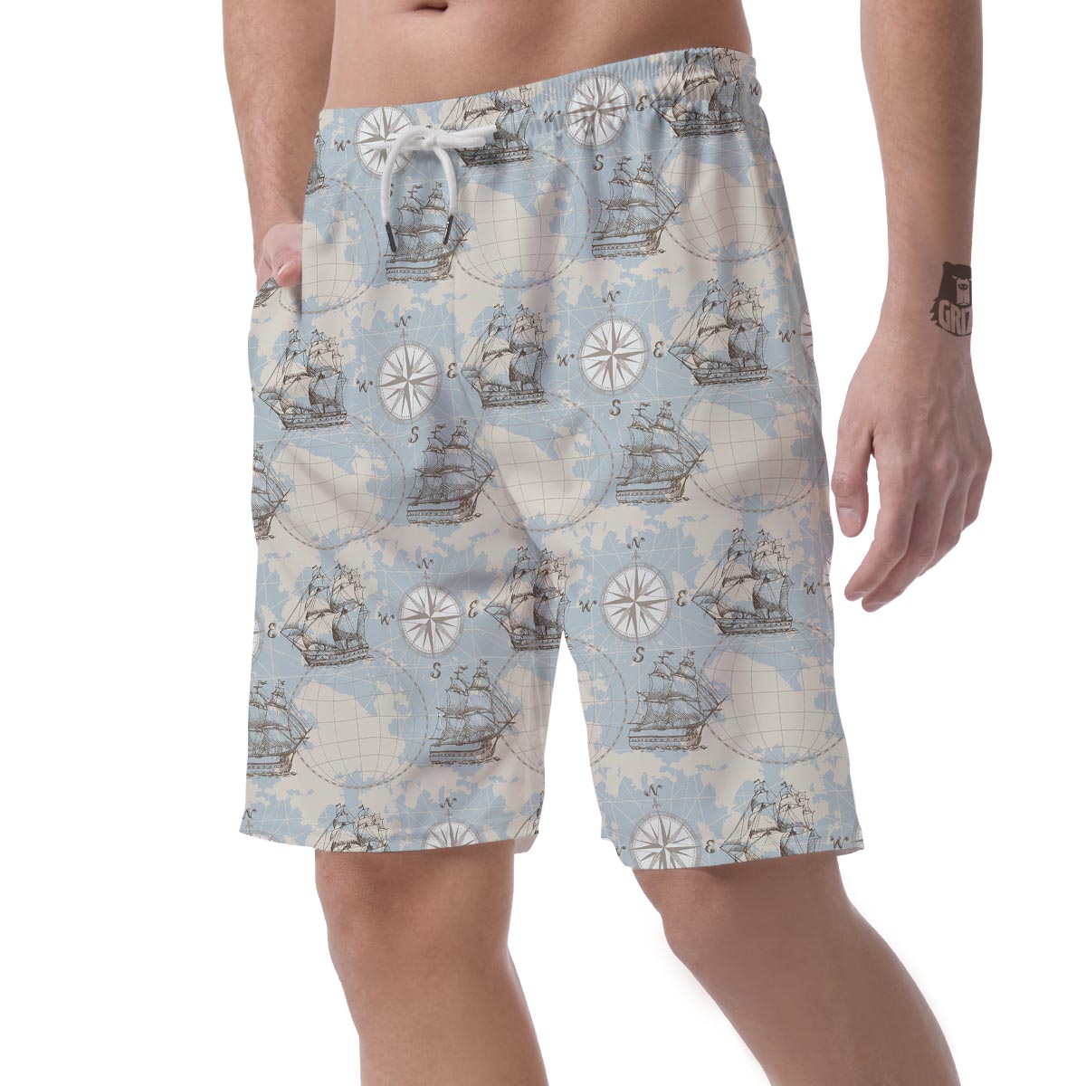 World Print Map Pattern Men's Shorts-grizzshop