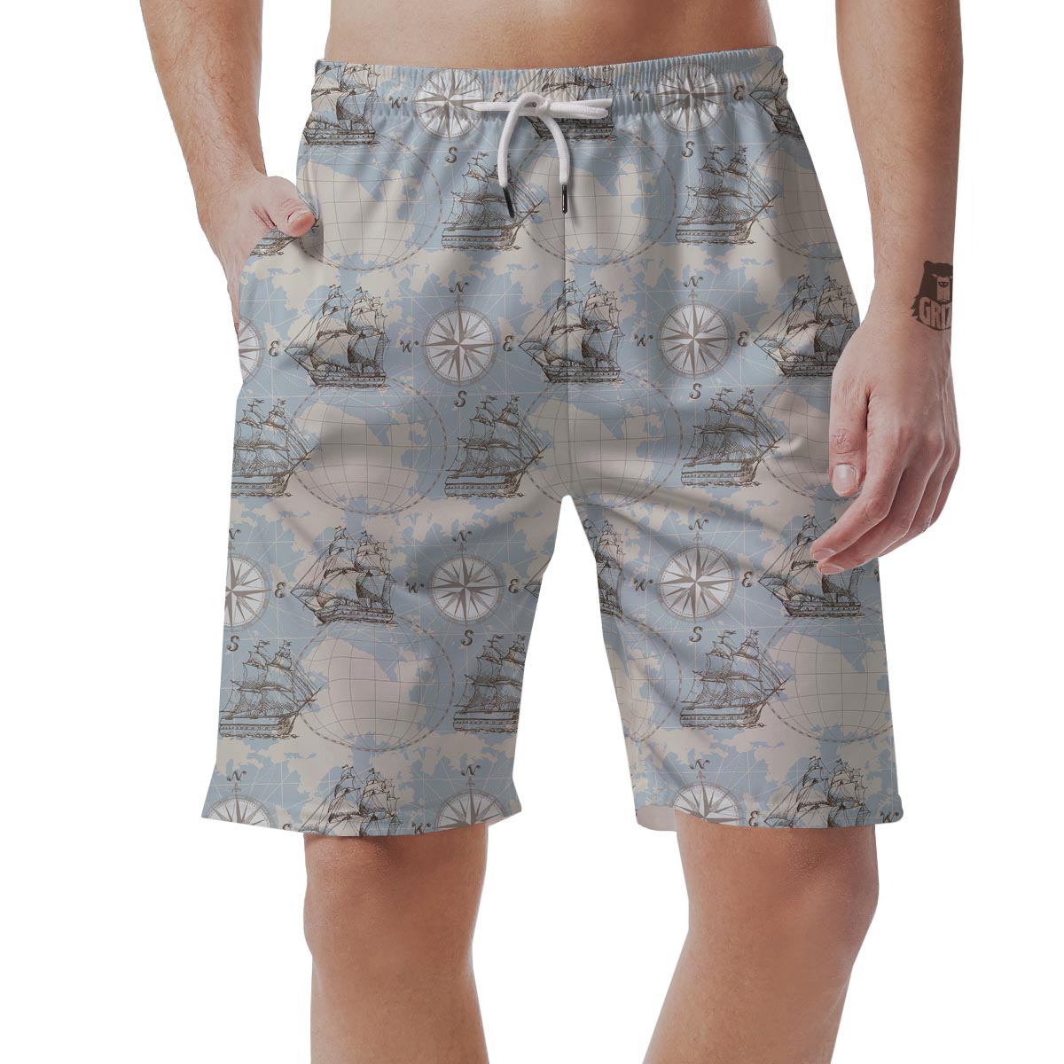 World Print Map Pattern Men's Shorts-grizzshop
