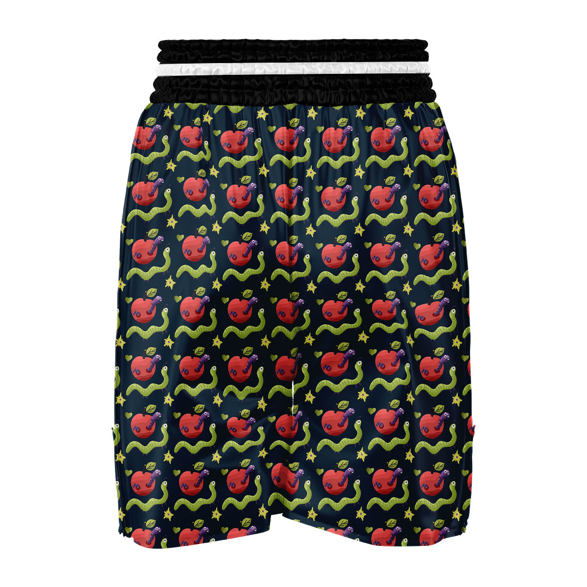 Worm And Apple Print Pattern Boxing Shorts-grizzshop