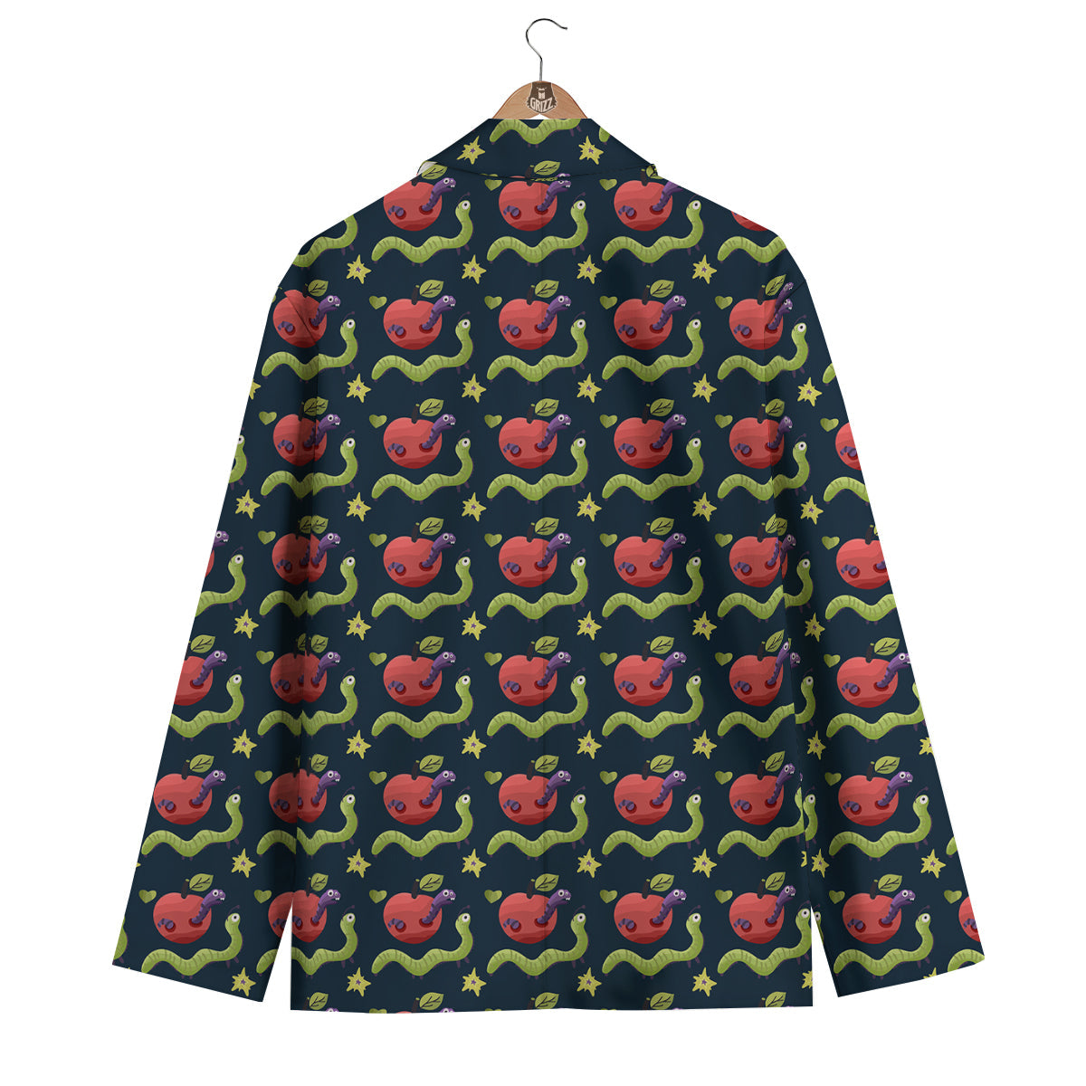 Worm And Apple Print Pattern Men's Blazer-grizzshop