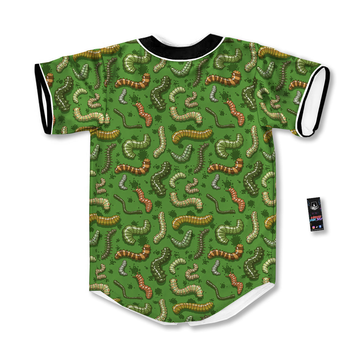 Worm Insect Green Print Pattern Baseball Jersey-grizzshop