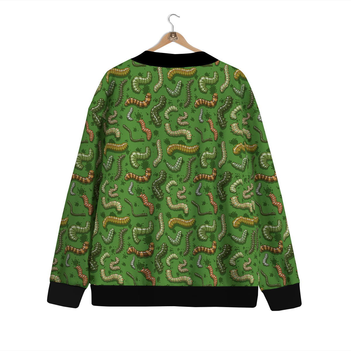 Worm Insect Green Print Pattern Cardigan-grizzshop