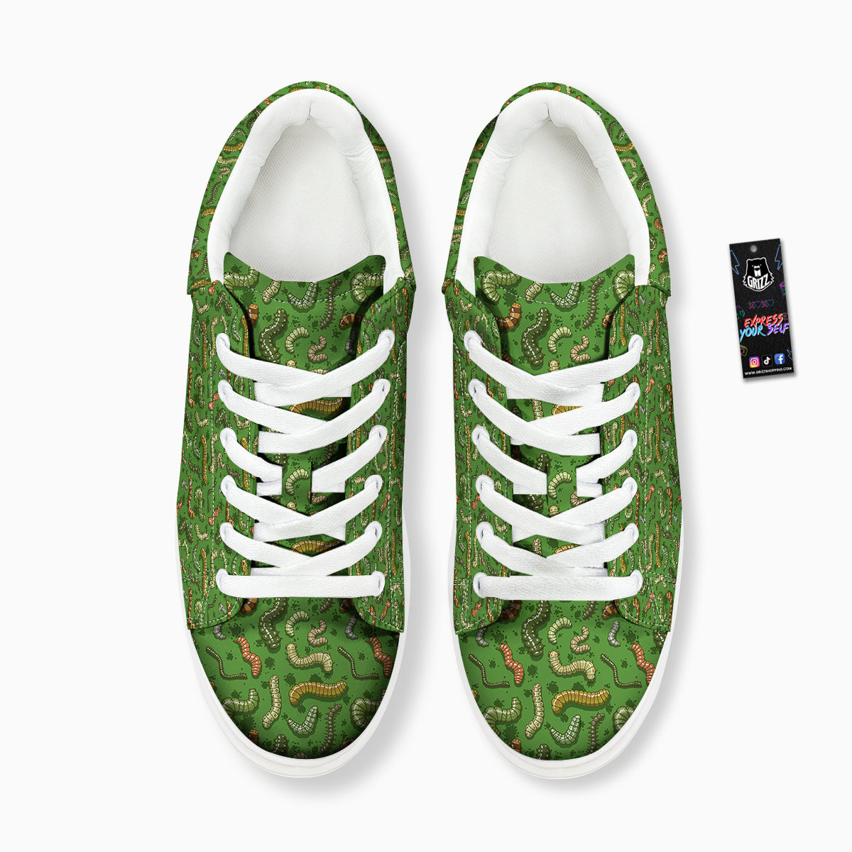 Worm Insect Green Print Pattern Platform Shoes-grizzshop