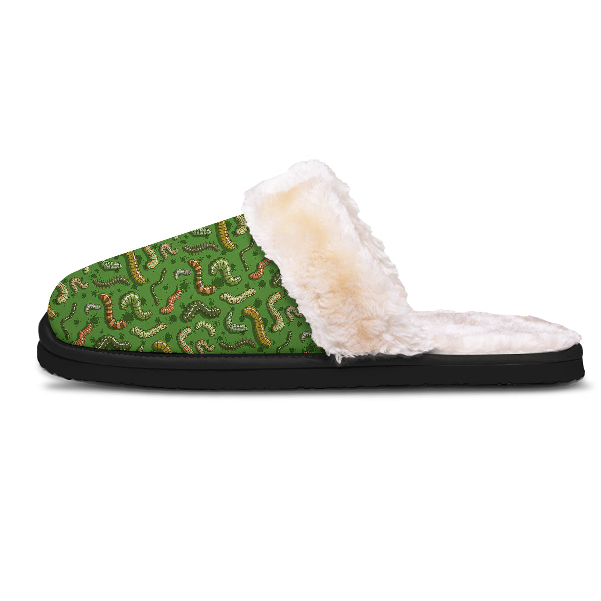 Worm Insect Green Print Pattern Slippers-grizzshop