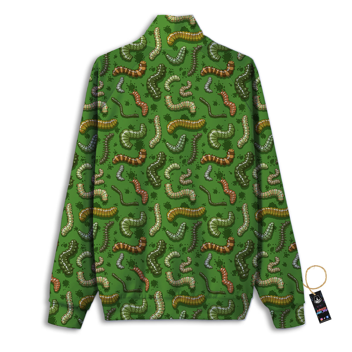 Worm Insect Green Print Pattern Track Jacket-grizzshop