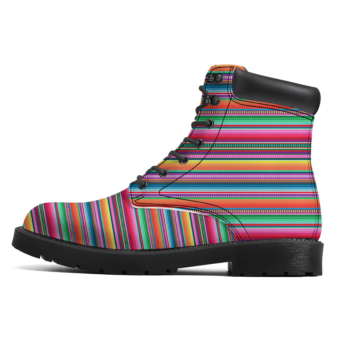 Woven Ethnic Mexican Print Pattern Boots-grizzshop