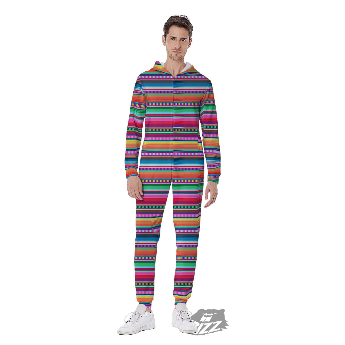 Woven Ethnic Mexican Print Pattern Men's Jumpsuit-grizzshop