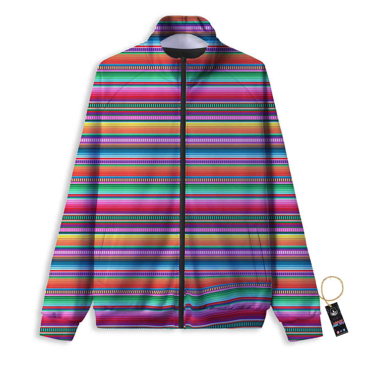 Woven Ethnic Mexican Print Pattern Track Jacket-grizzshop
