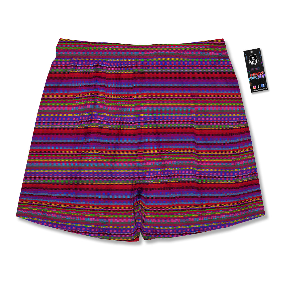 Woven Mexican Colorful Print Pattern Men's Running Shorts-grizzshop