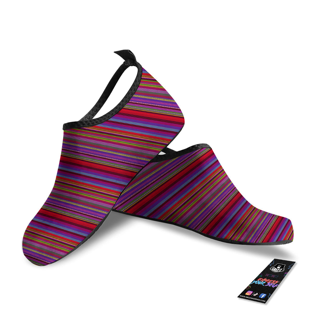 Woven Mexican Colorful Print Pattern Water Shoes-grizzshop