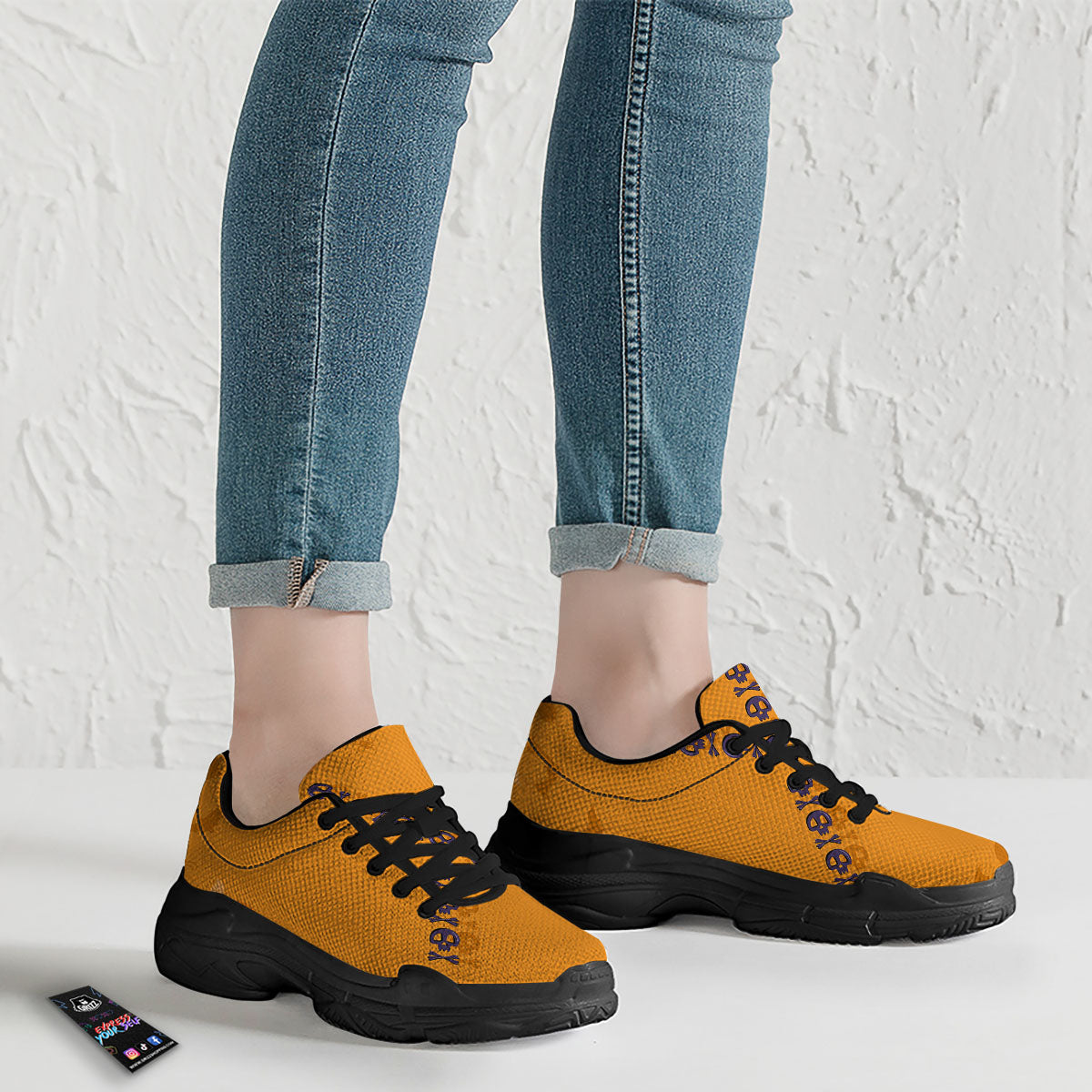 X Halloween Print Black Chunky Shoes-grizzshop
