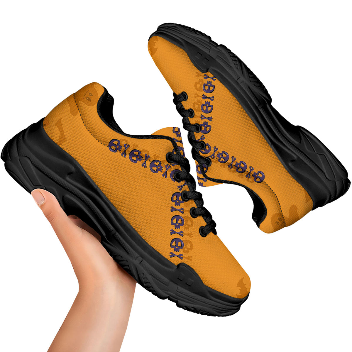 X Halloween Print Black Chunky Shoes-grizzshop