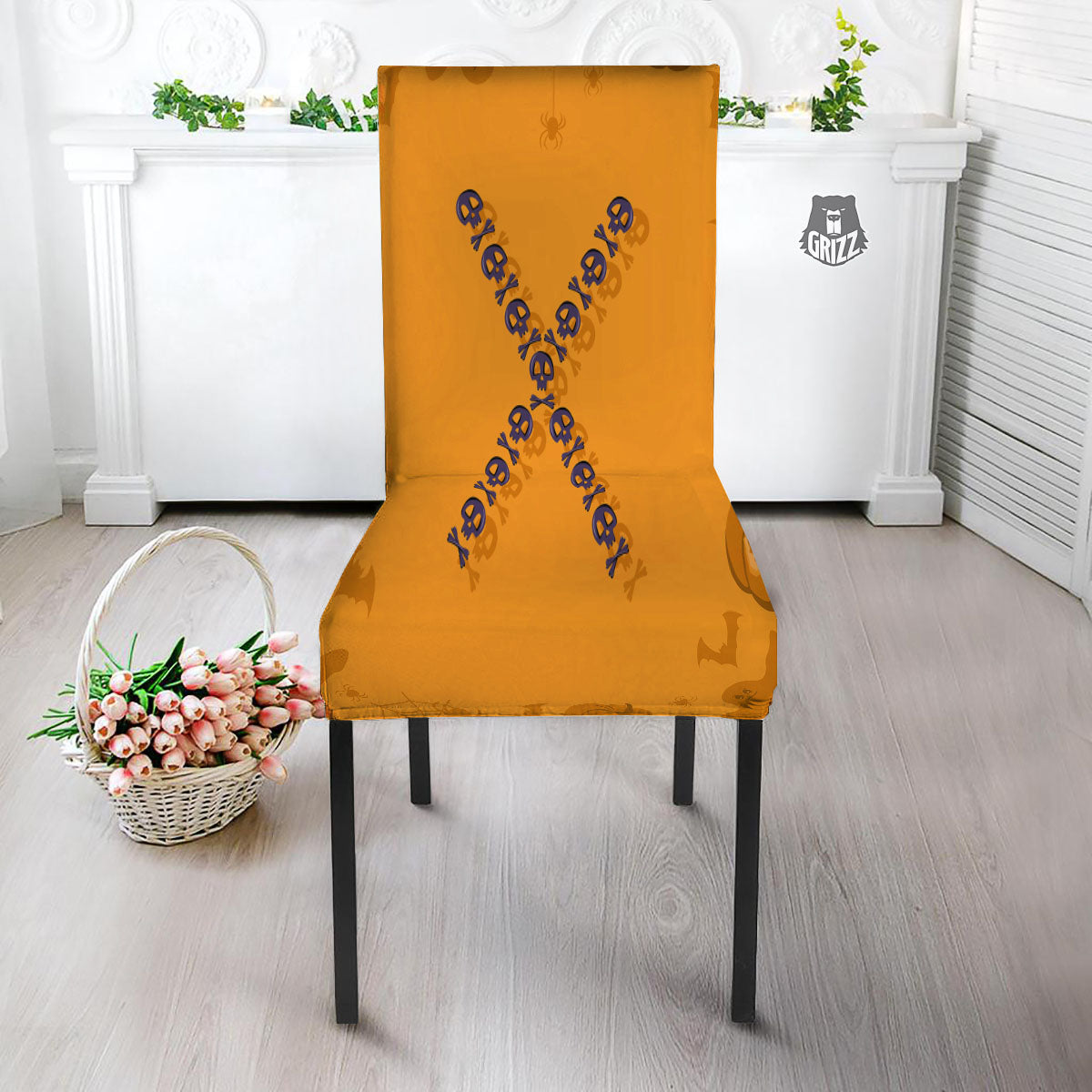 X Halloween Print Dining Chair Slipcover-grizzshop