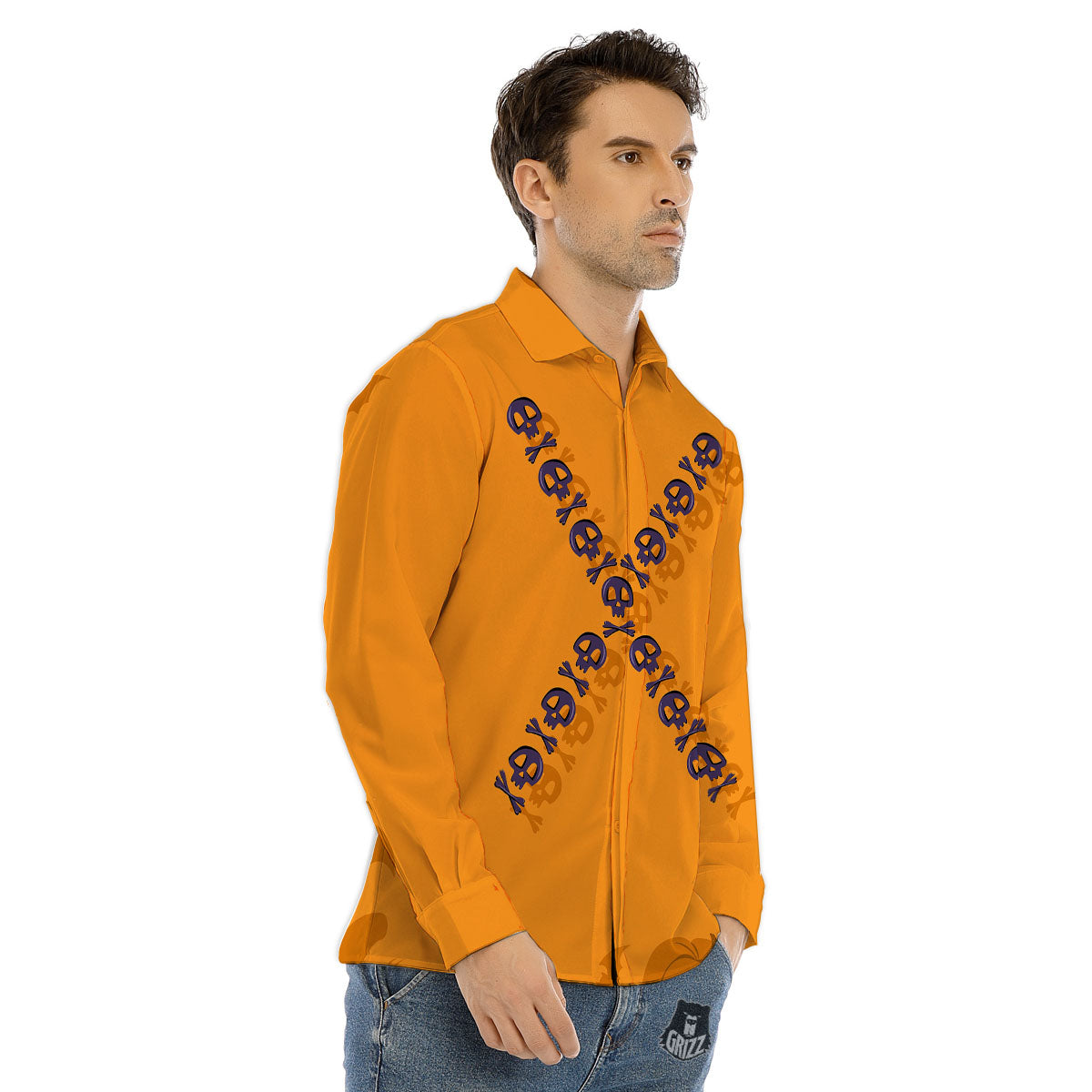 X Halloween Print Men's Dress Shirts-grizzshop